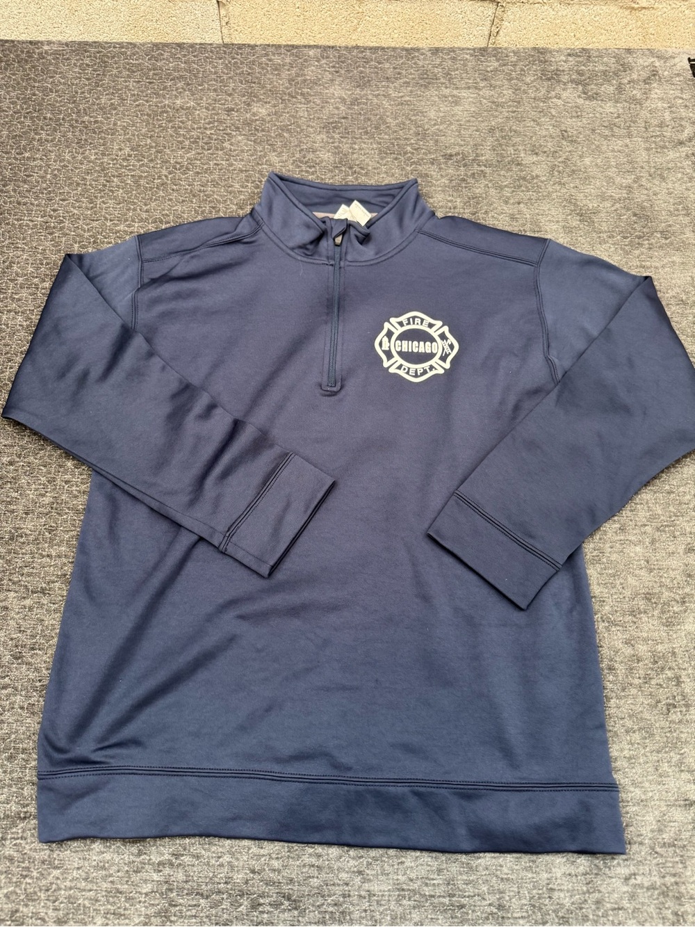 Gildan Navy Half-Zip Pullover with White Chicago Emblem